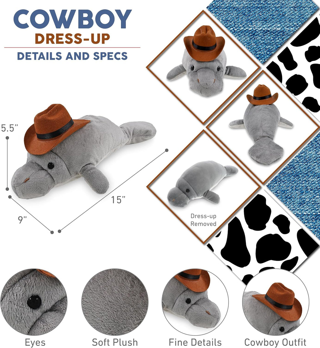 DolliBu Sombrero de vaquero de peluche de manatí gris con