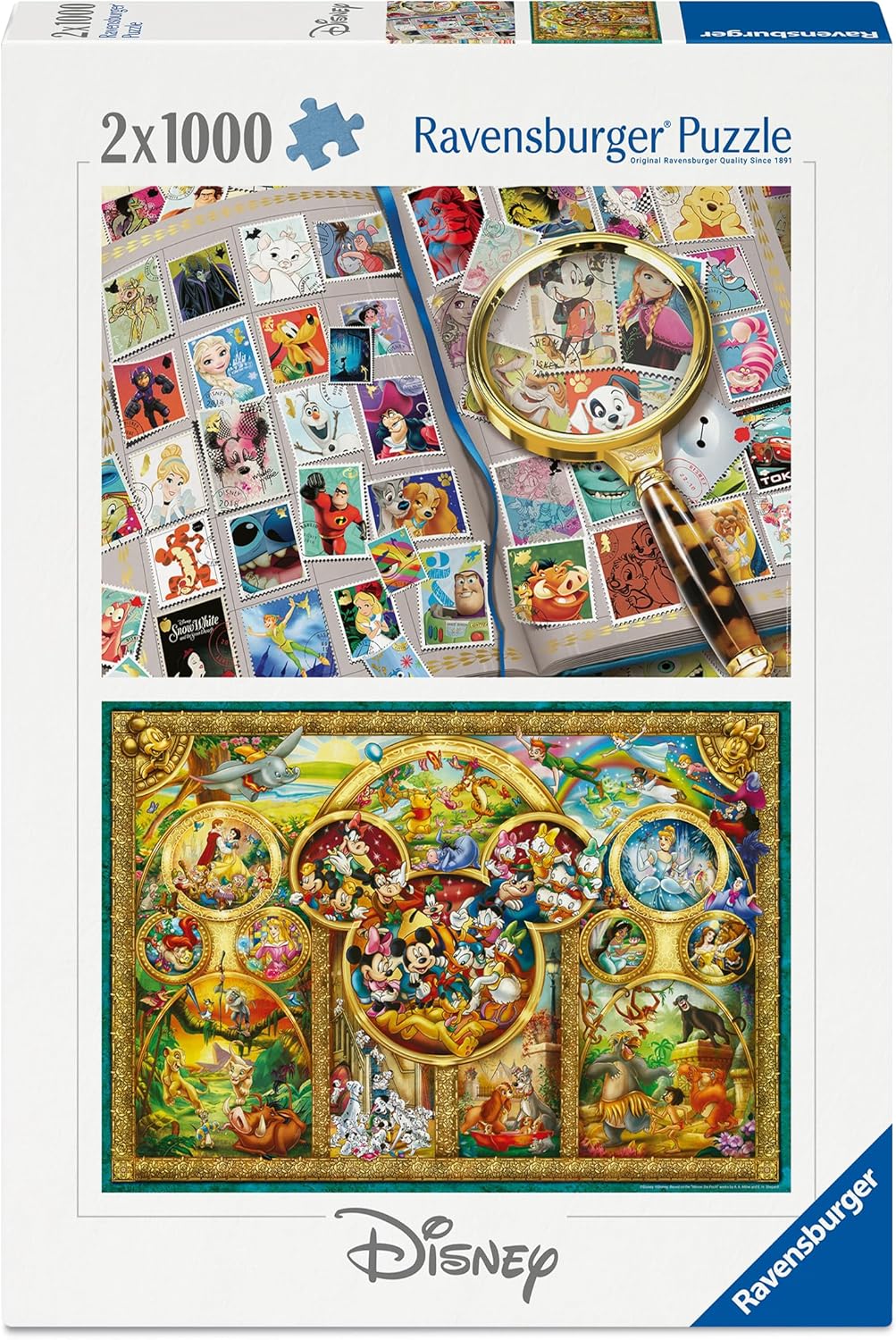 Ravensburger - Mundo mágico de Disney - Rompecabezas de 2 x 1000 piezas - Álbum de sellos # 1 - Mejores temas # 2 - Puzzles para adultos