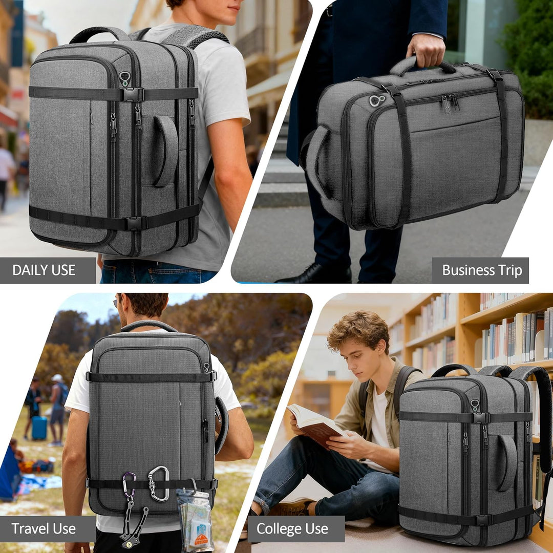 Mochila de mano espaciosa, mochila de viaje expandible de gran capa...