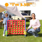 SDADI - Juego Jumbo de 4 en fila, juego gigante de 4 a puntuación con altura ajustable (0.76-1.07 m) para niños y adultos, juego de conexión para interiores y exteriores con deslizador de liberación