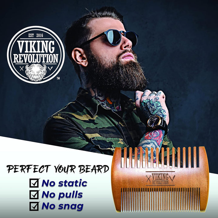 BEST DEAL peine de madera para barba y estuche, acción dual, diente...