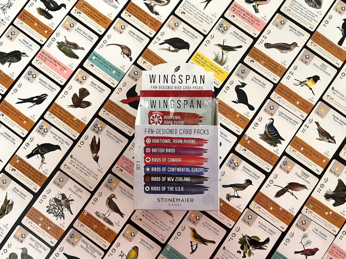 Stonemaier Games: Paquetes de Promoción de Aves Diseñadas por Fans de Wingspan | 150 Nuevas Aves Diseñadas por Fans Usando Poderes del Juego Base y Expansiones | Arte Consistente con las Aves