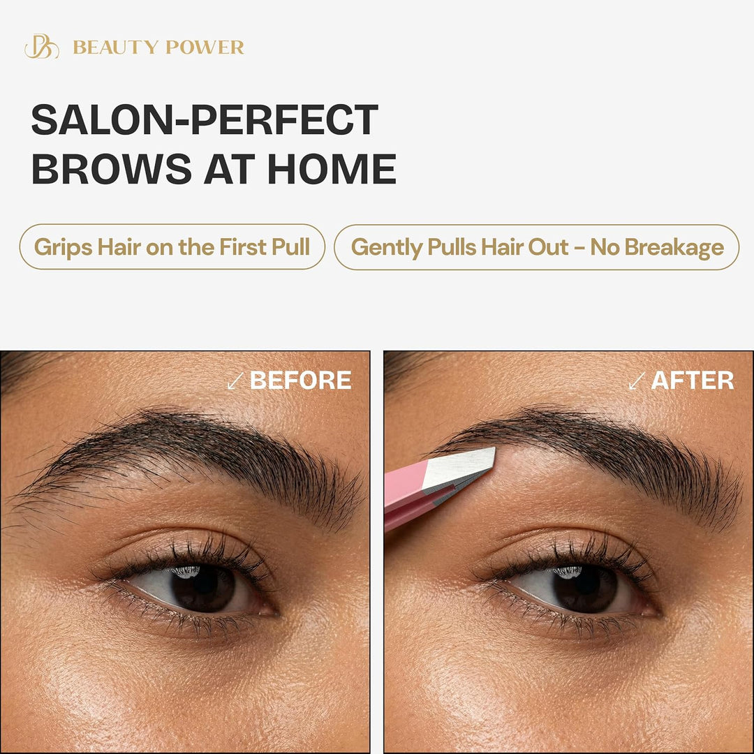 Beauty Power Juego de pinzas profesionales \u2013 Pinzas de acero i...