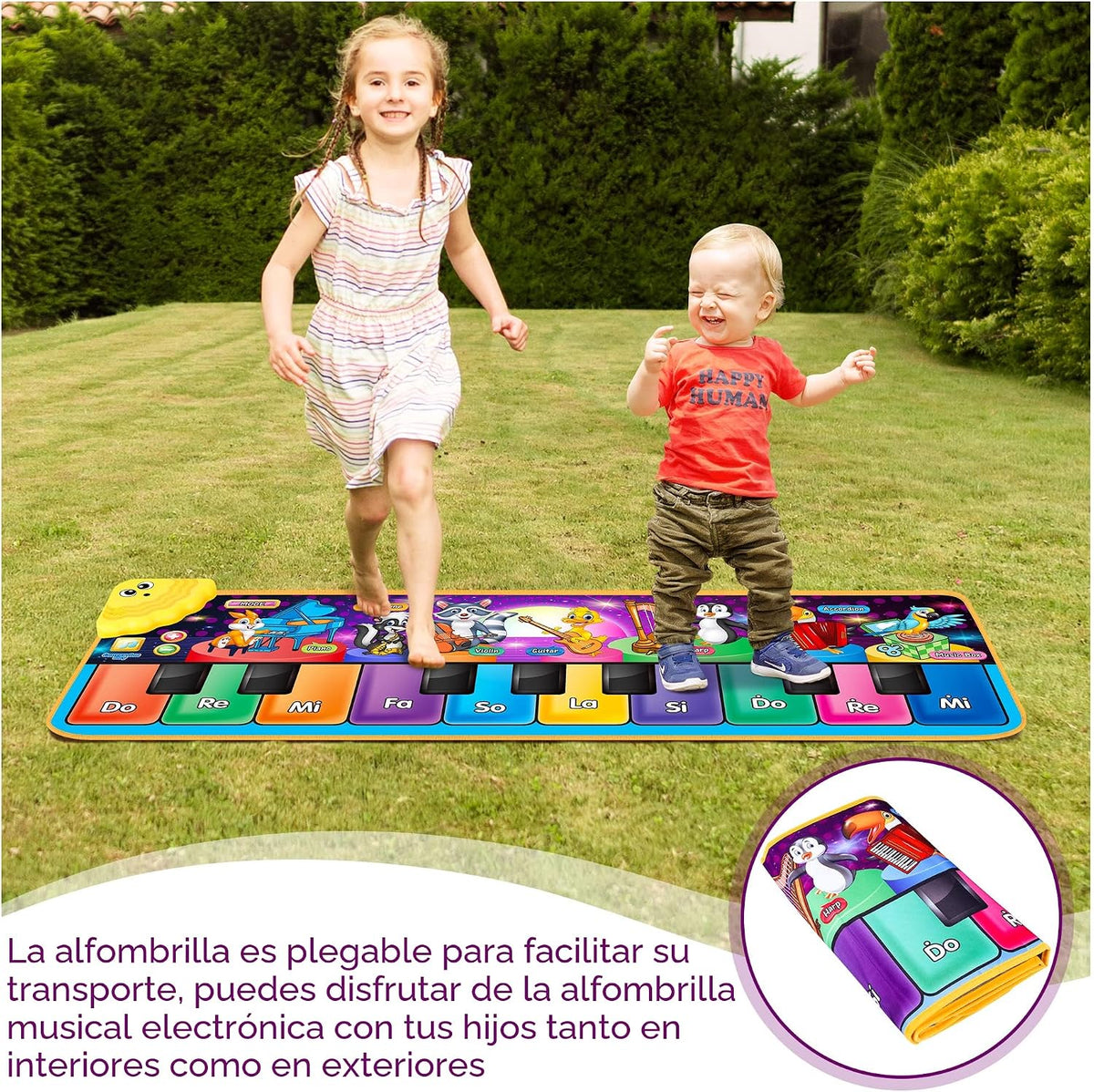 Alfombrillas musicales de piano para niños con 25 sonidos musicales, juguetes musicales, teclado de piano para bebé, alfombra, manta de animal, tapete táctil, juguetes de educación temprana para niñas