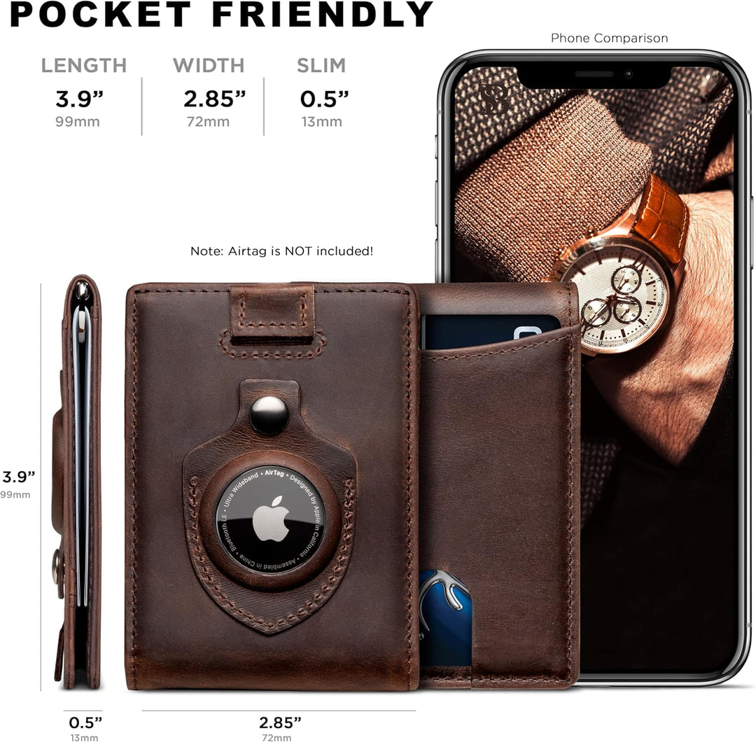 SERMAN BRANDS RFID Blocking Slim Bifold Genuine Leather Minimalist...