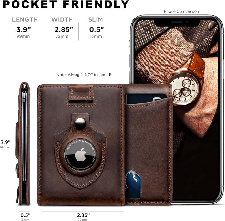 SERMAN BRANDS RFID Blocking Slim Bifold Genuine Leather Minimalist...