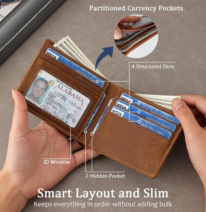 LnxLtw Cartera delgada con bloqueo RFID para hombre, diseño de bols...