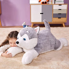 IKASA Peluche gigante de perro Husky de 30", súper suave, sin cierre de cremallera