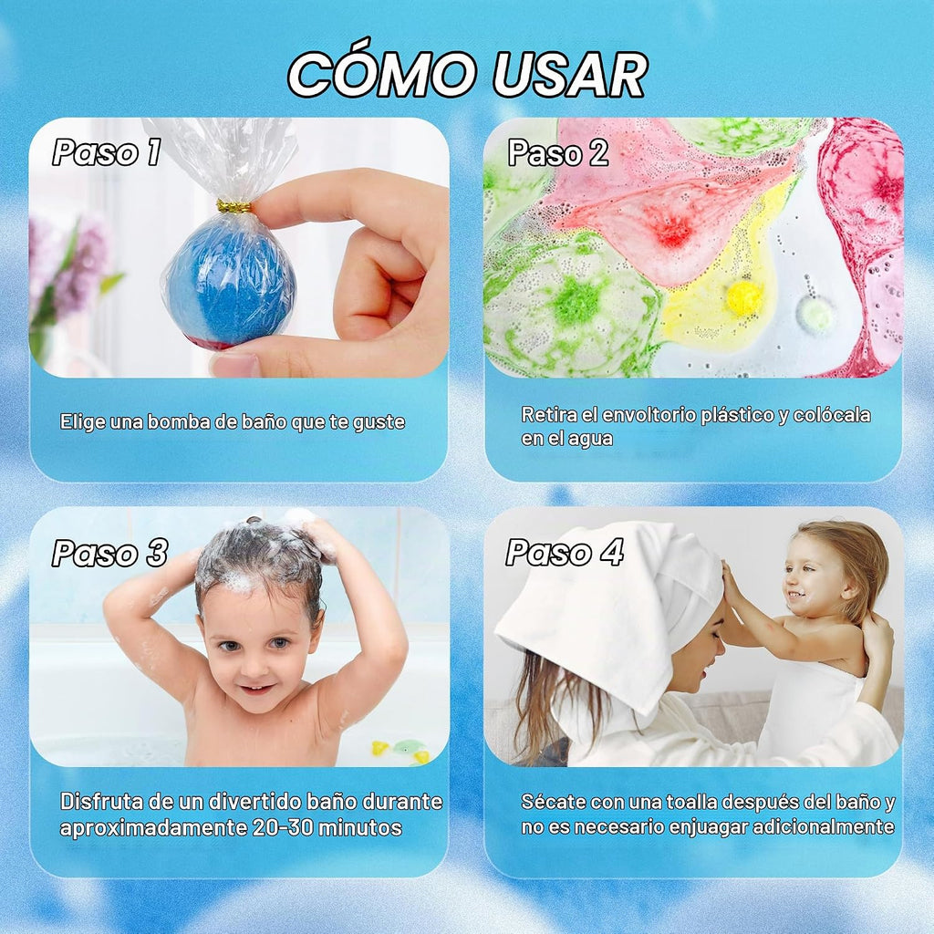 Bombas de baño para niños con juguete sorpresa en el interior, paquete de 42 bombas de baño para niños con 34 juguetes que brillan en la oscuridad y 8 juguetes de animales marinos en el interior, burbujas orgánicas para niños y niñas.