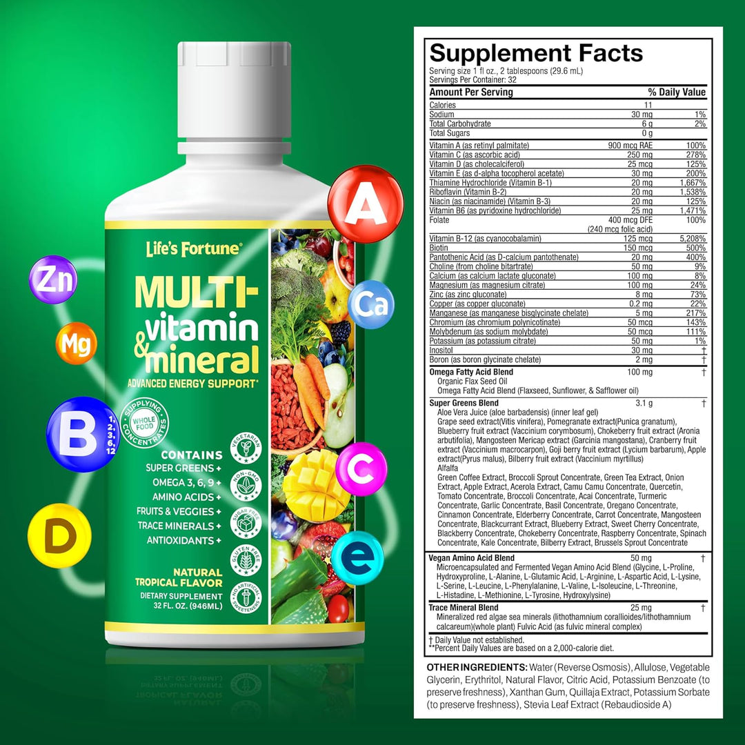 Life's Fortune Multivitamínico líquido para adultos, hombres y...