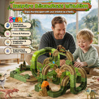 Juego de tren eléctrico de dinosaurio para niños, 90 piezas de