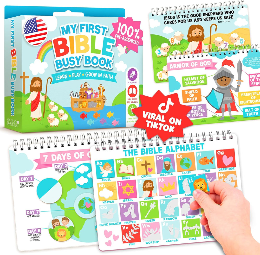 My First Bible Busy Book - Juguetes para niños pequeños de 3 a 5 añ...