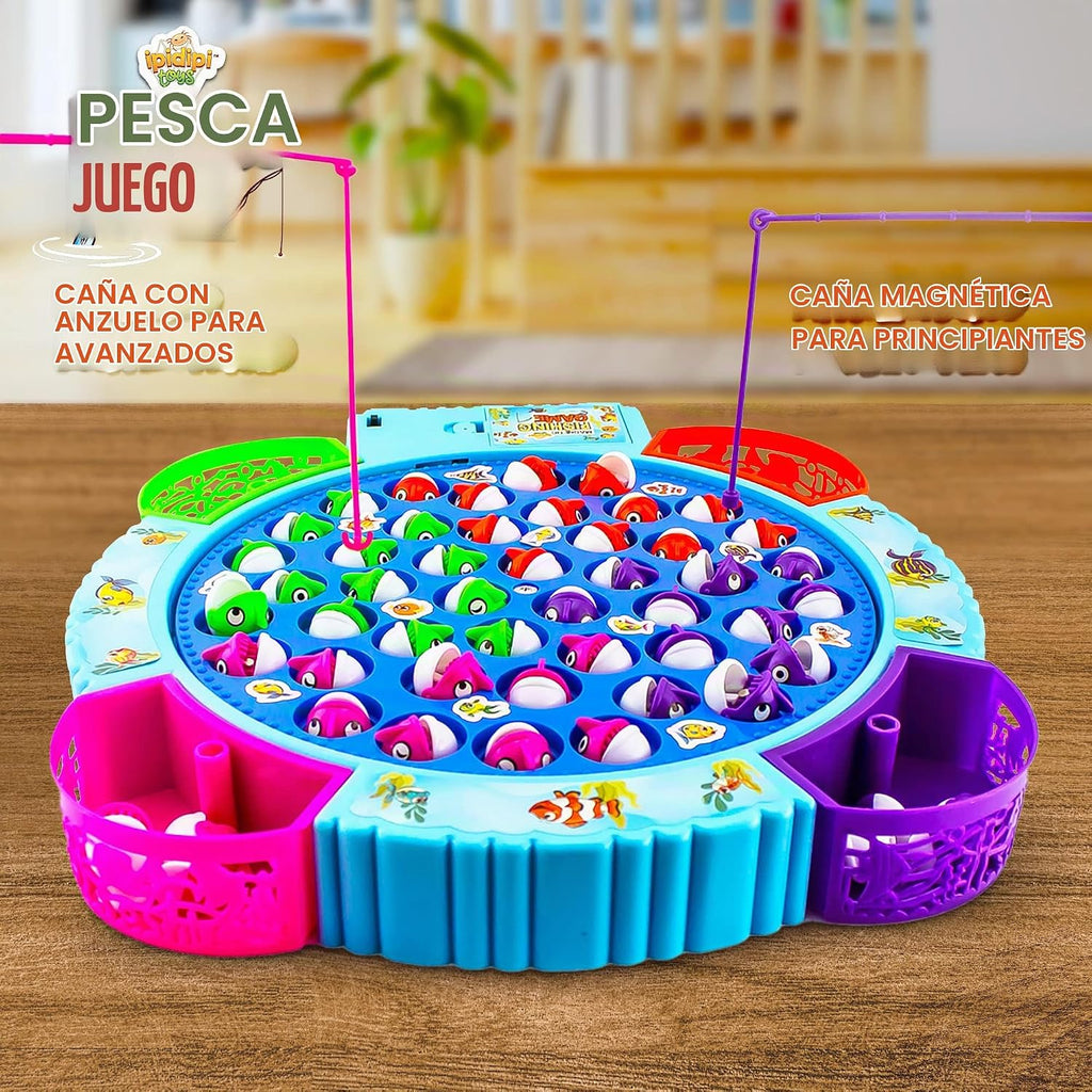 IPIDIPI TOYS Juego de pesca para niños, 45 peces y 8 bastones - Juguete