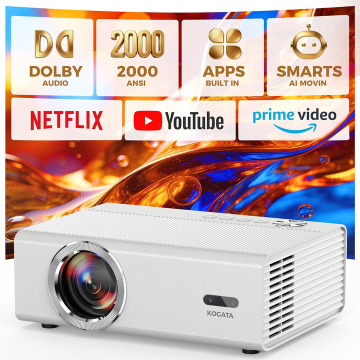 Proyector inteligente con WiFi y Bluetooth, proyector 4K compatible...