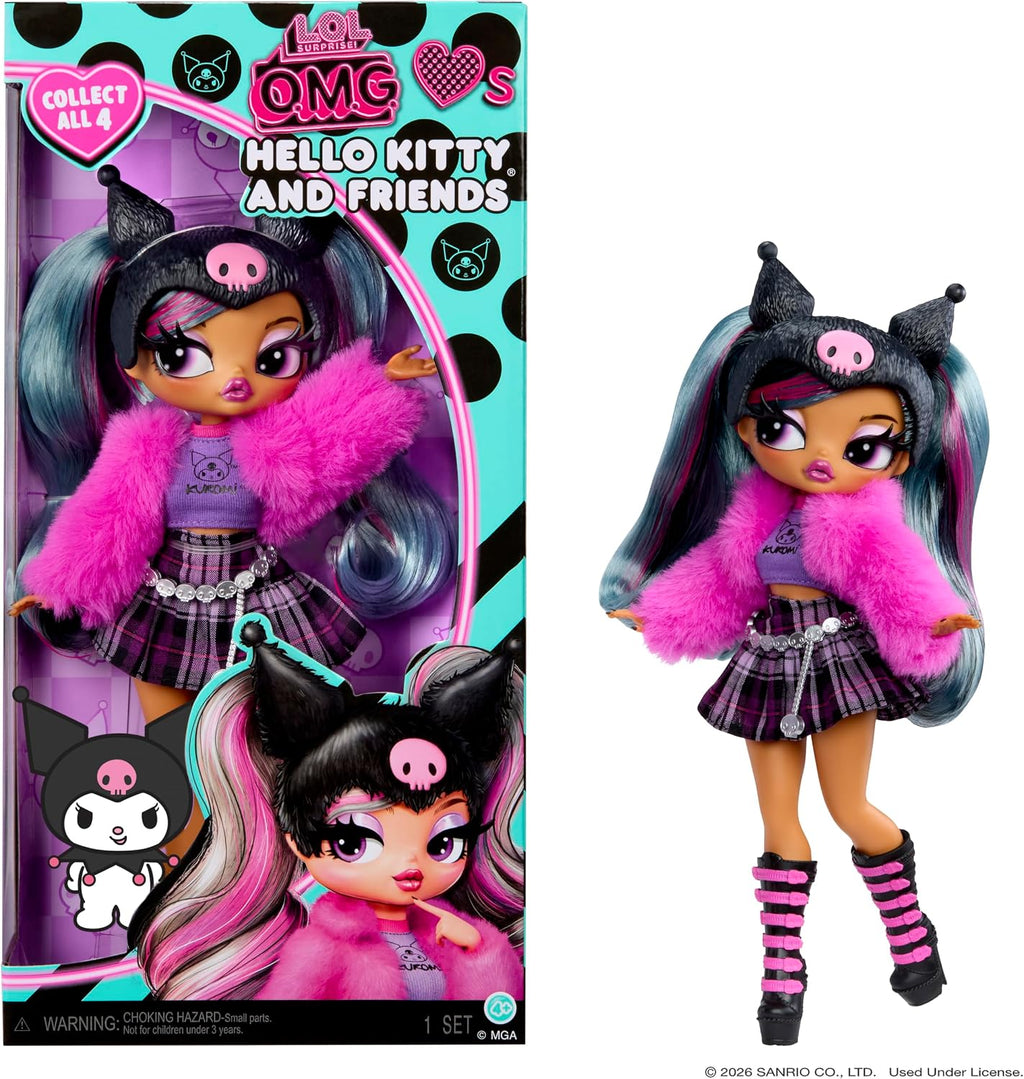 LOL Surprise OMG ama a Hello Kitty y sus amigos - Kuromi - Muñeca de moda inspirada en el personaje de Hello Kitty y Friends - ¡Juega y muestra!