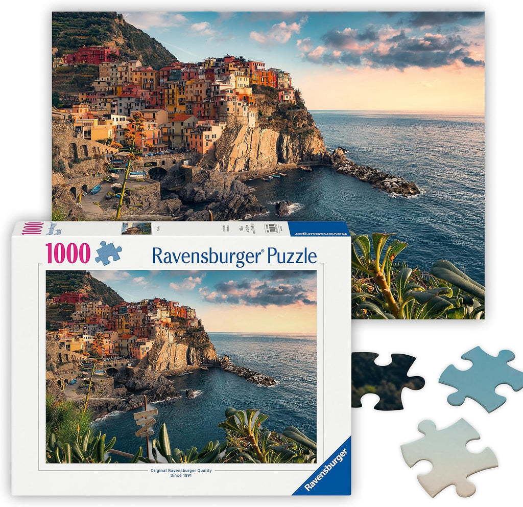 Ravensburger - Cinque Terre - Rompecabezas de 1000 piezas - Con la impresionante ciudad costera de Italia - Imagen hermosa y vibrante - Enmarcable - Calidad premium - Rompecabezas para adultos