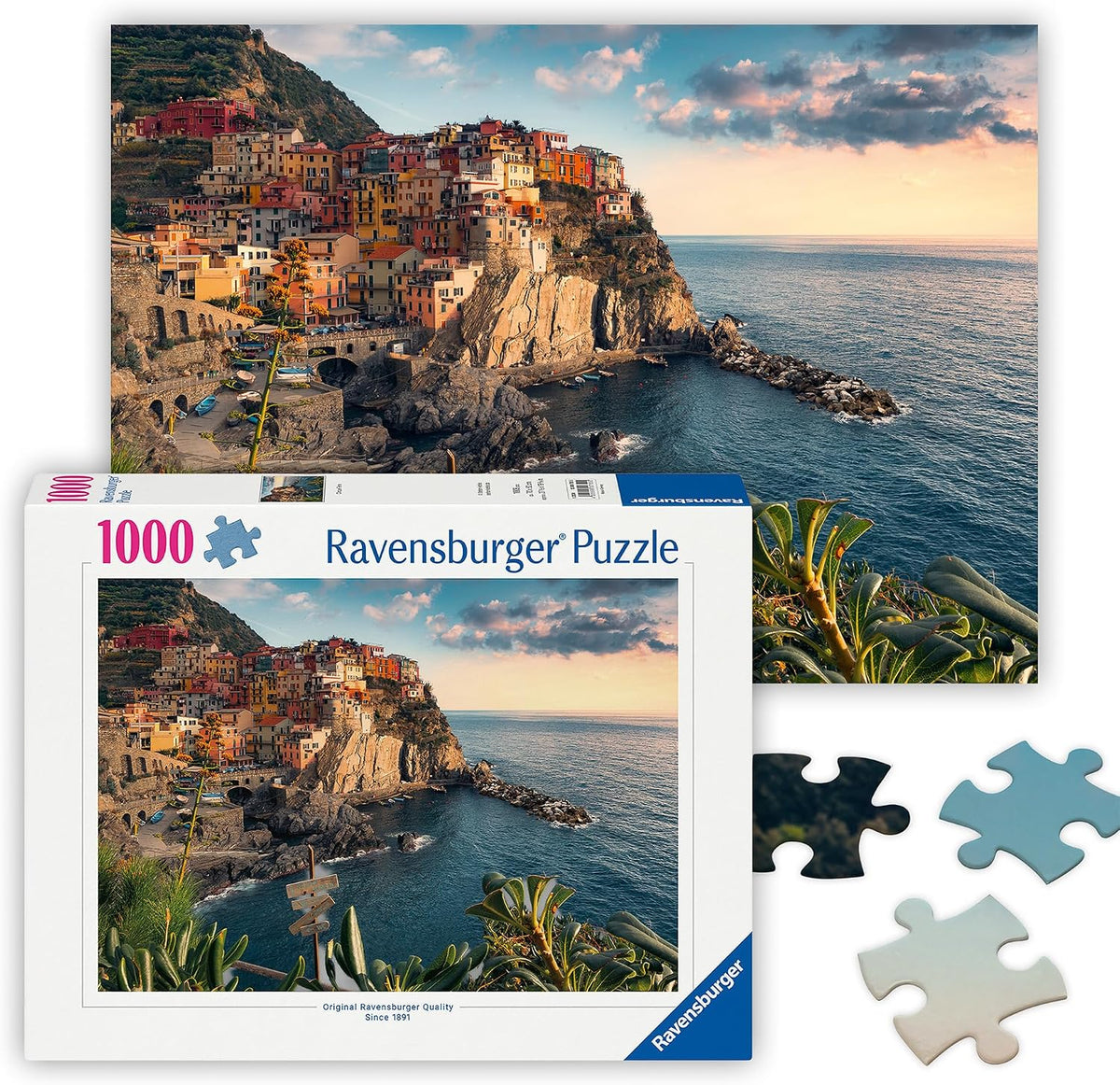 Ravensburger - Cinque Terre - Rompecabezas de 1000 piezas - Con la impresionante ciudad costera de Italia - Imagen hermosa y vibrante - Enmarcable - Calidad premium - Rompecabezas para adultos