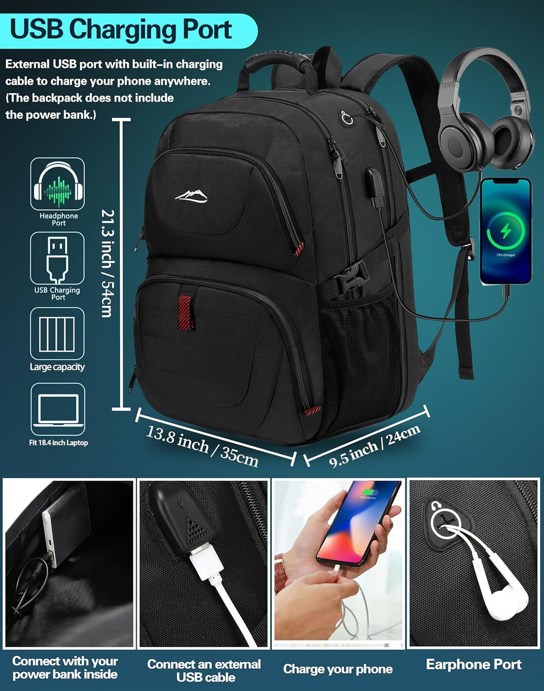 ProEtrade Mochila de viaje extra grande para laptop, escuela, negoc...