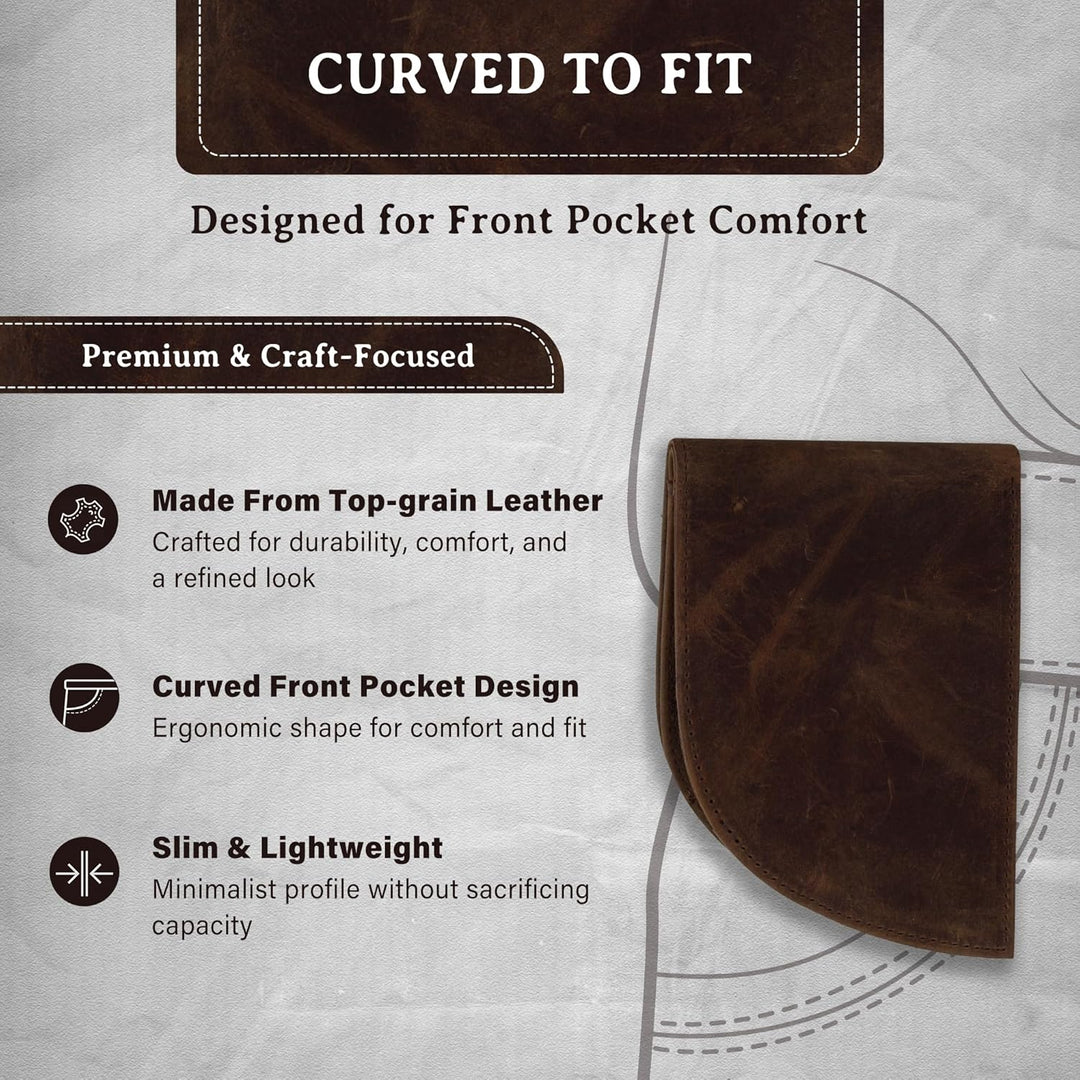 ROGUE WALLET Cartera Curva para Bolsillo Frontal, Marrón desteñido