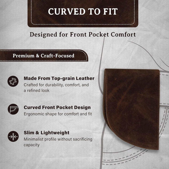 ROGUE WALLET Cartera Curva para Bolsillo Frontal, Marrón desteñido