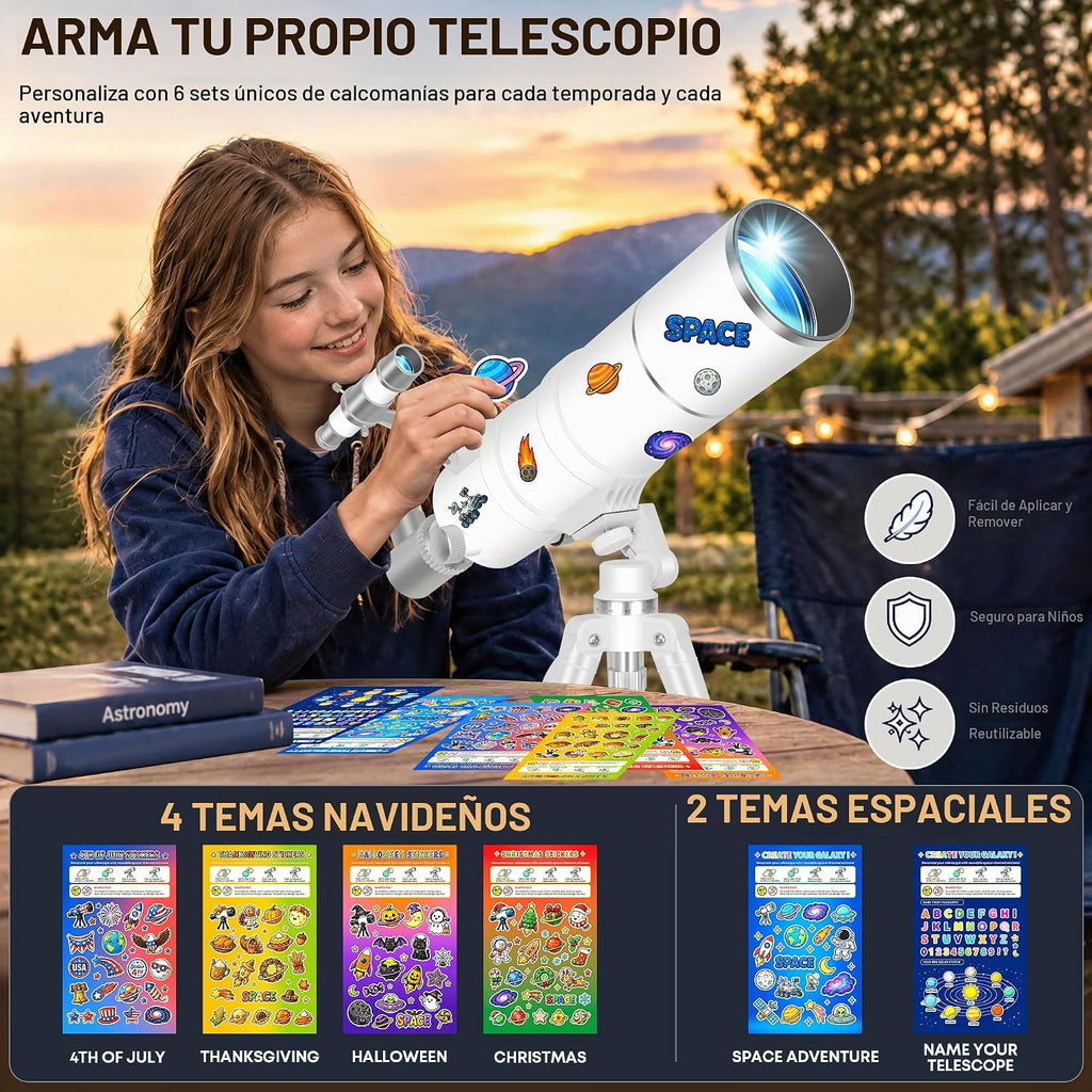 Telescopio para adultos y niños de alta potencia, 3.543 in de apertura