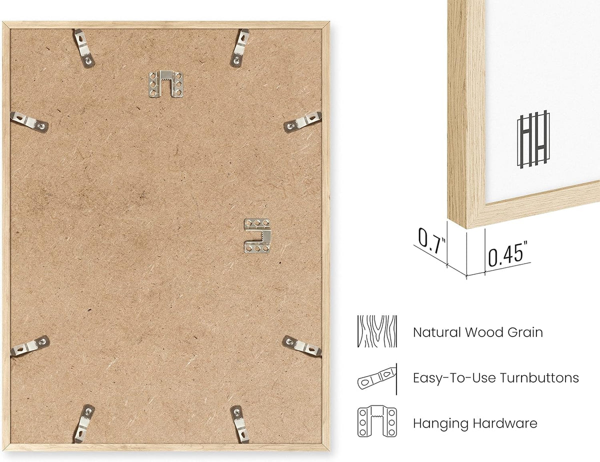 HAUS AND HUES Portarretratos de madera de roble beige, 11 x 14 pulgadas, paquete de 3