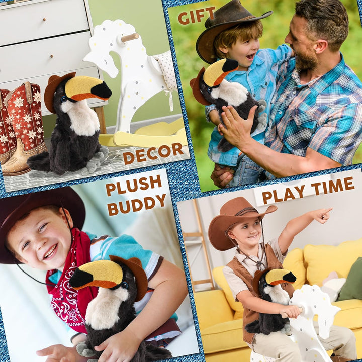 DolliBu Sombrero de vaquero de peluche de tucán súper