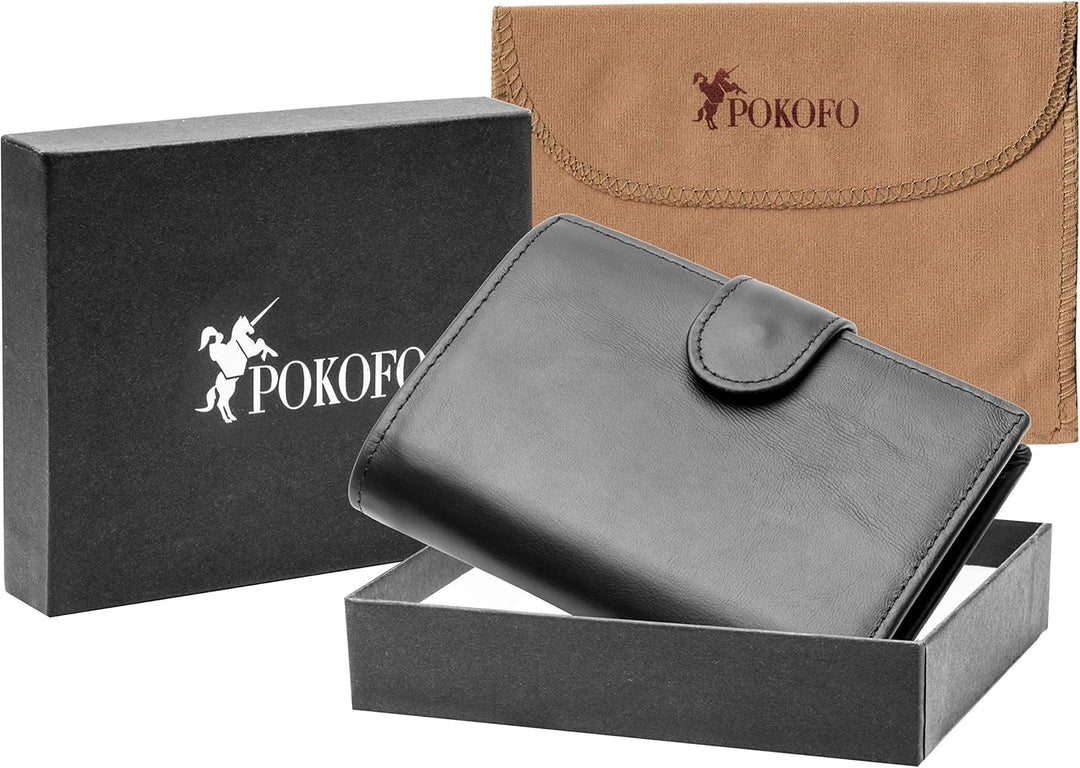 POKOFO Billetera grande de cuero genuino con bloqueo RFID, tarjeter...