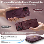 CASEKOO Funda color borgoña para iPhone 18 Pro con soporte magnético