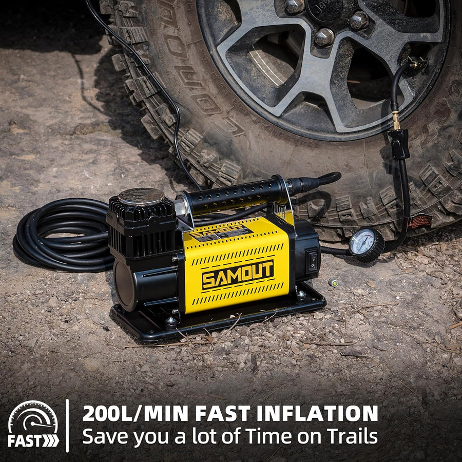 SAMOUT Compresor de aire de 12 V, inflador portátil 7.06 CFM, bomba...