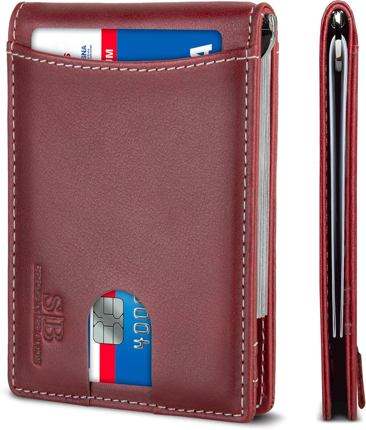 SERMAN BRANDS RFID Blocking Slim Bifold Genuine Leather Minimalist...