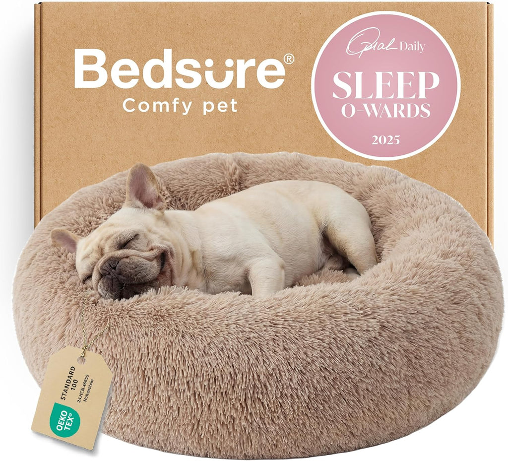 Bedsure Cama calmante para perros de tamaño mediano con forma de dona