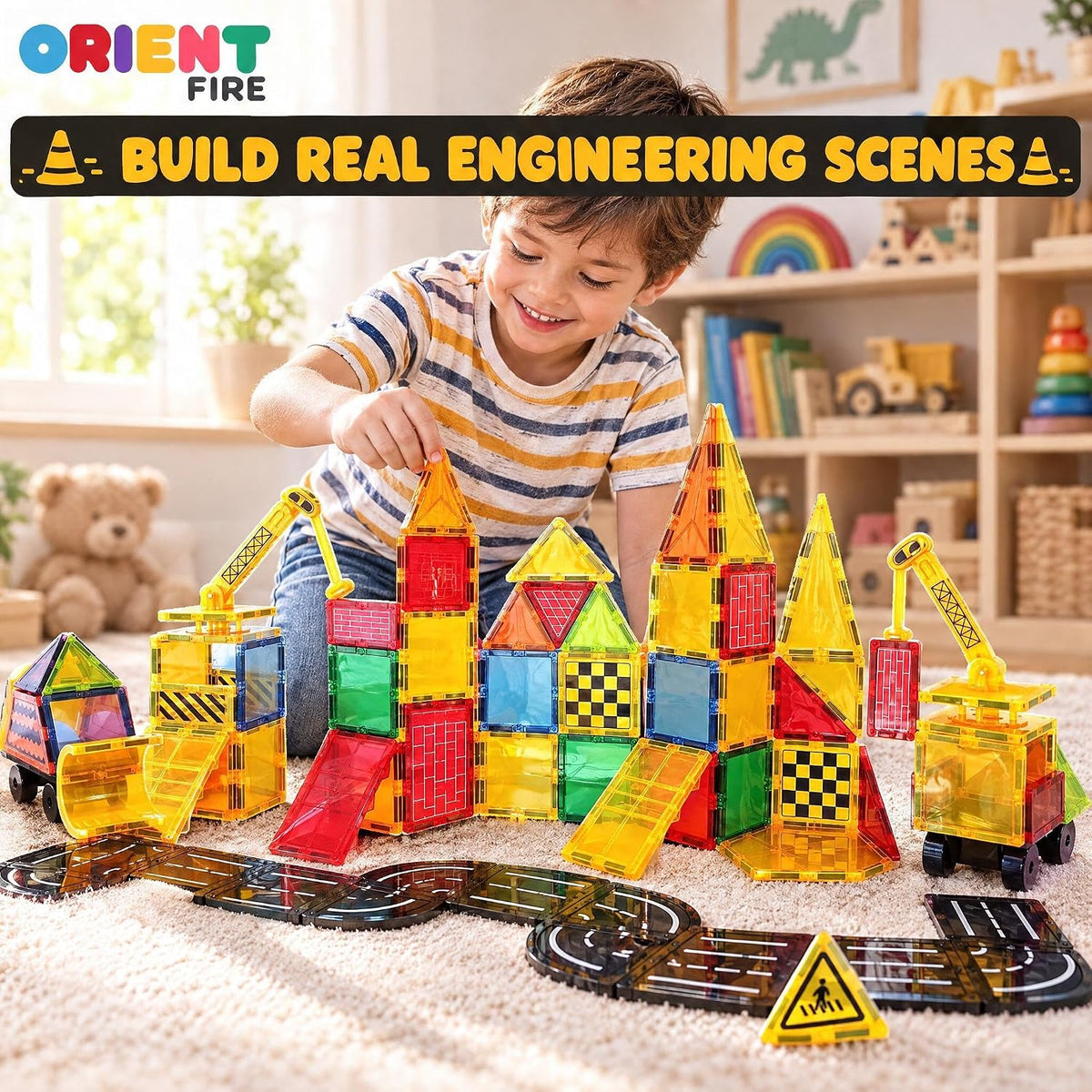 Juego de construcción de azulejos magnéticos, 90 piezas STEM juguetes de