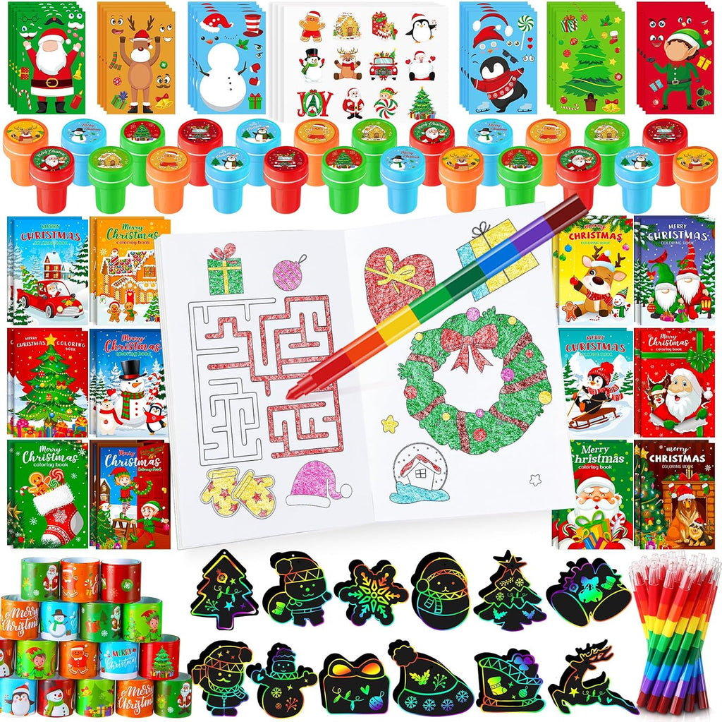 BenLouis Recuerdos de fiesta de Navidad para niños, regalos de Navidad, para el aula, premio, relleno de medias, libros para colorear a granel para estudiantes, niños, manualidades, vacaciones