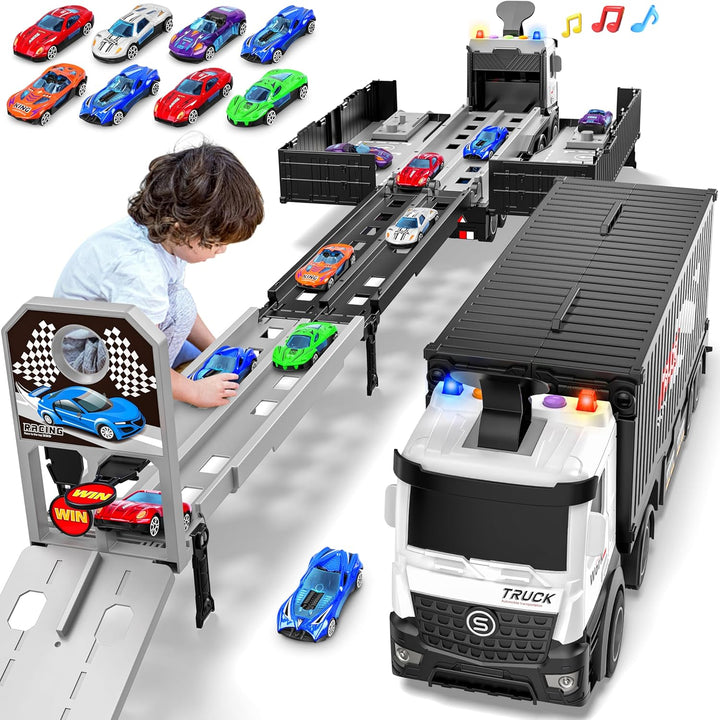 Camión de carreras para niños, juguete plegable de 3 capas para niñ...