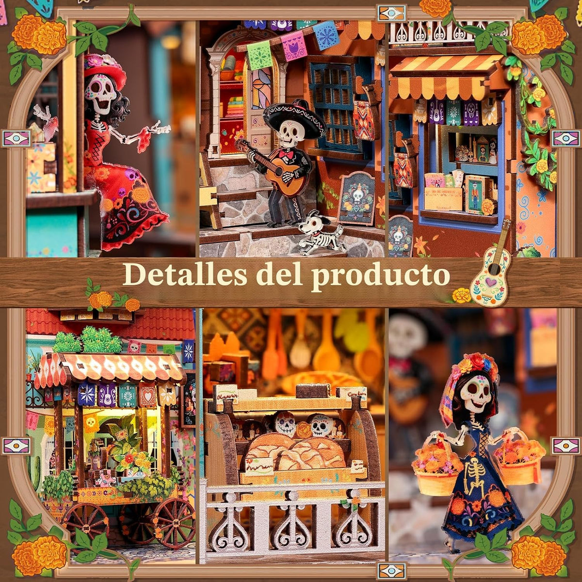 CUTEBEE Kit de rincón de libro, rompecabezas de madera 3D en miniatura para