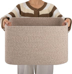 OIAHOMY Cesta de cuerda de algodón rectangular manta cesta de sala de estar