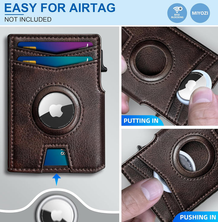 Miyozi - Billetera Airtag para hombre, con clip de dinero, estuche...