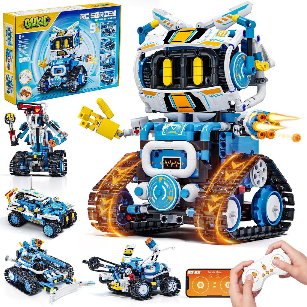 Kit de robótica STEM 5 en 1, aplicación y kit de construcción de robot de control remoto