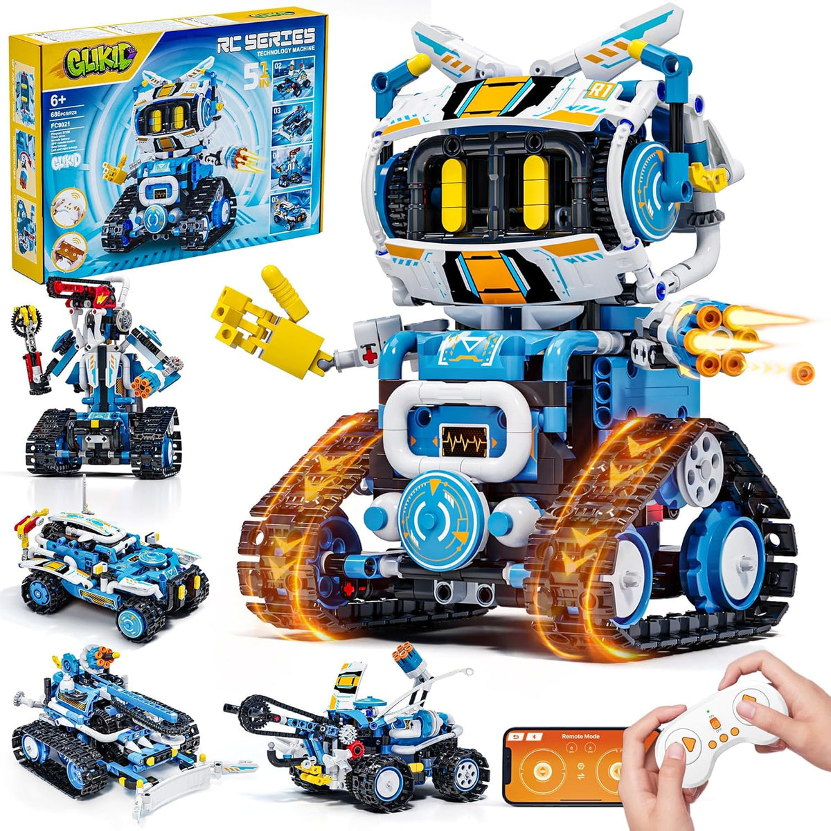 Kit de robótica STEM 5 en 1, aplicación y kit de construcción de robot de control remoto