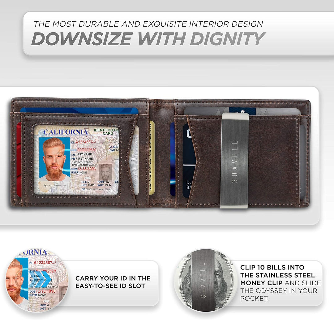 Suavell Billeteras delgadas para hombres. Cartera plegable minimali...