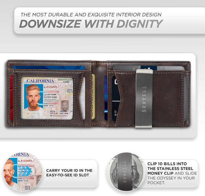 Suavell Billeteras delgadas para hombres. Cartera plegable minimali...