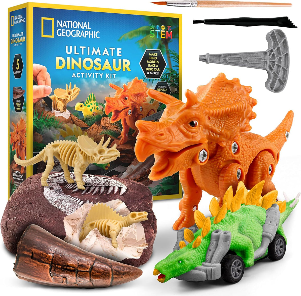 National Geographic Ultimate Dinosaur Toy Activity Kit con 5 Projects