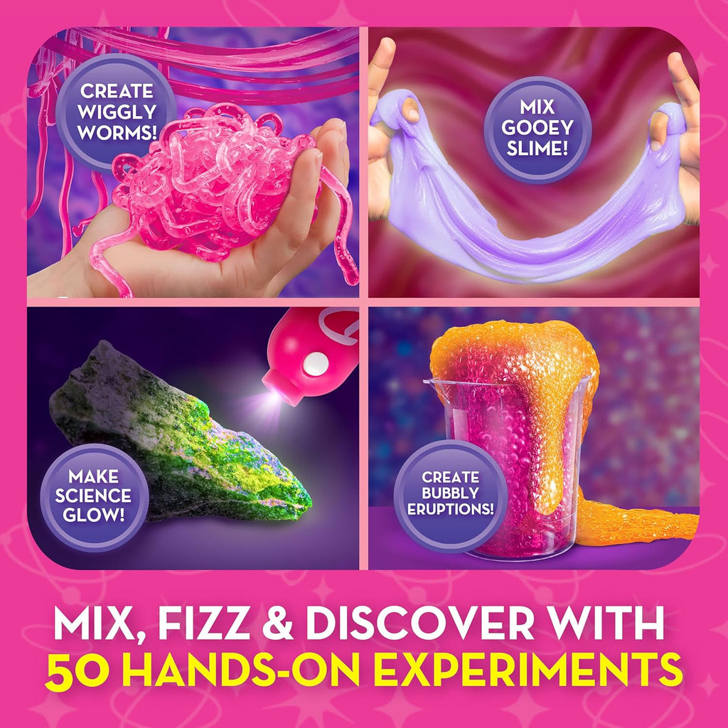 Lámpara Barbie Kit de ciencia química con 50 experimentos para niños de 8 a 12 años