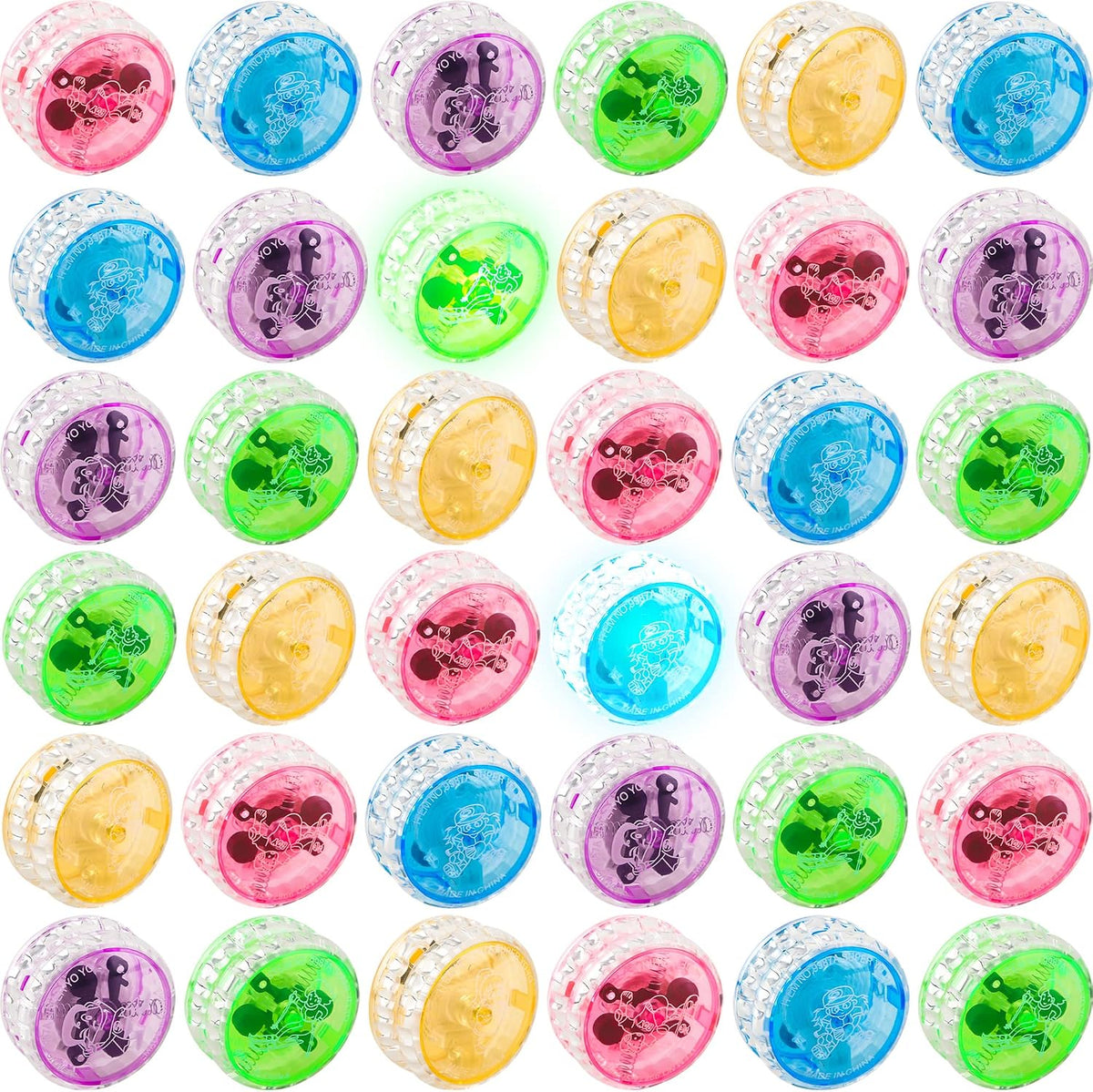 Paquete de 40 bolas de respuesta con luz LED, nivel principiante, bola colorida de rodamiento de yoyó para rellenos de bolsas de regalos, regalos de fiesta de cumpleaños, premios en el aula