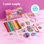 JOVA Klever Kits - Suministros para artes y manualidades, más de 2000 piezas de joyería de estudio en caja de manualidades, kit de fabricación de pulseras con temática de princesa
