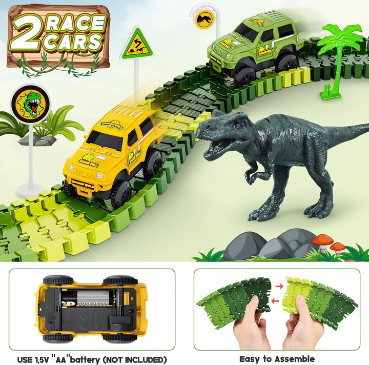Pistas de dinosaurios, 271 piezas Create A Dinosaur World Road Race...