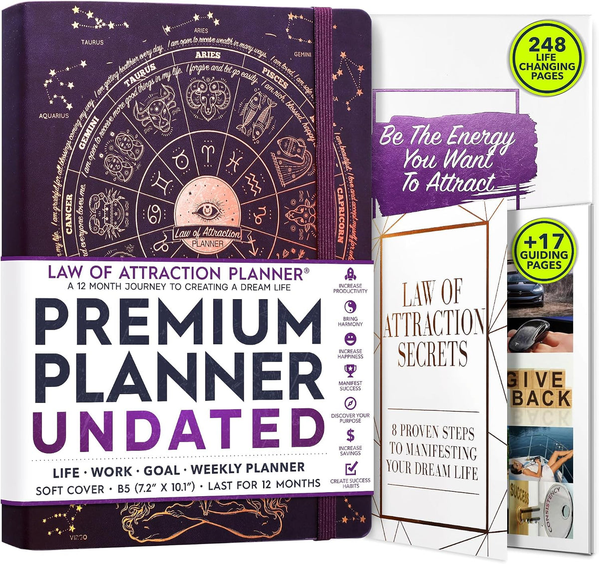 Life Planner Deluxe - Agenda de manifestación semanal y mensual sin fecha