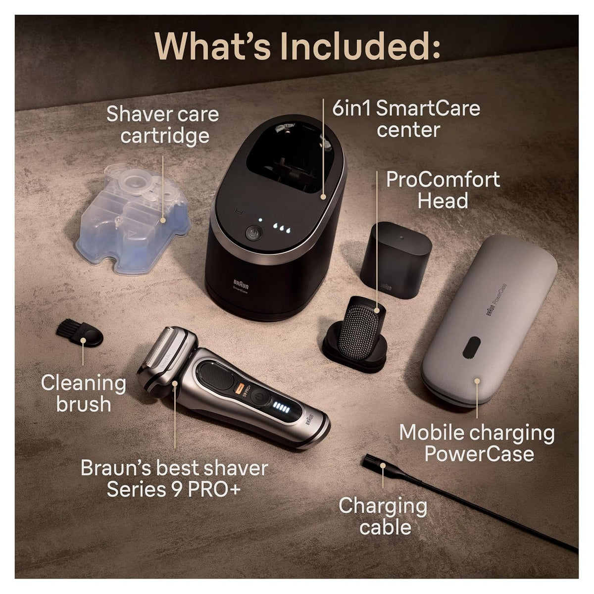 Braun Afeitadora eléctrica Series 9 PRO+, kit de afeitado con 5 ele...