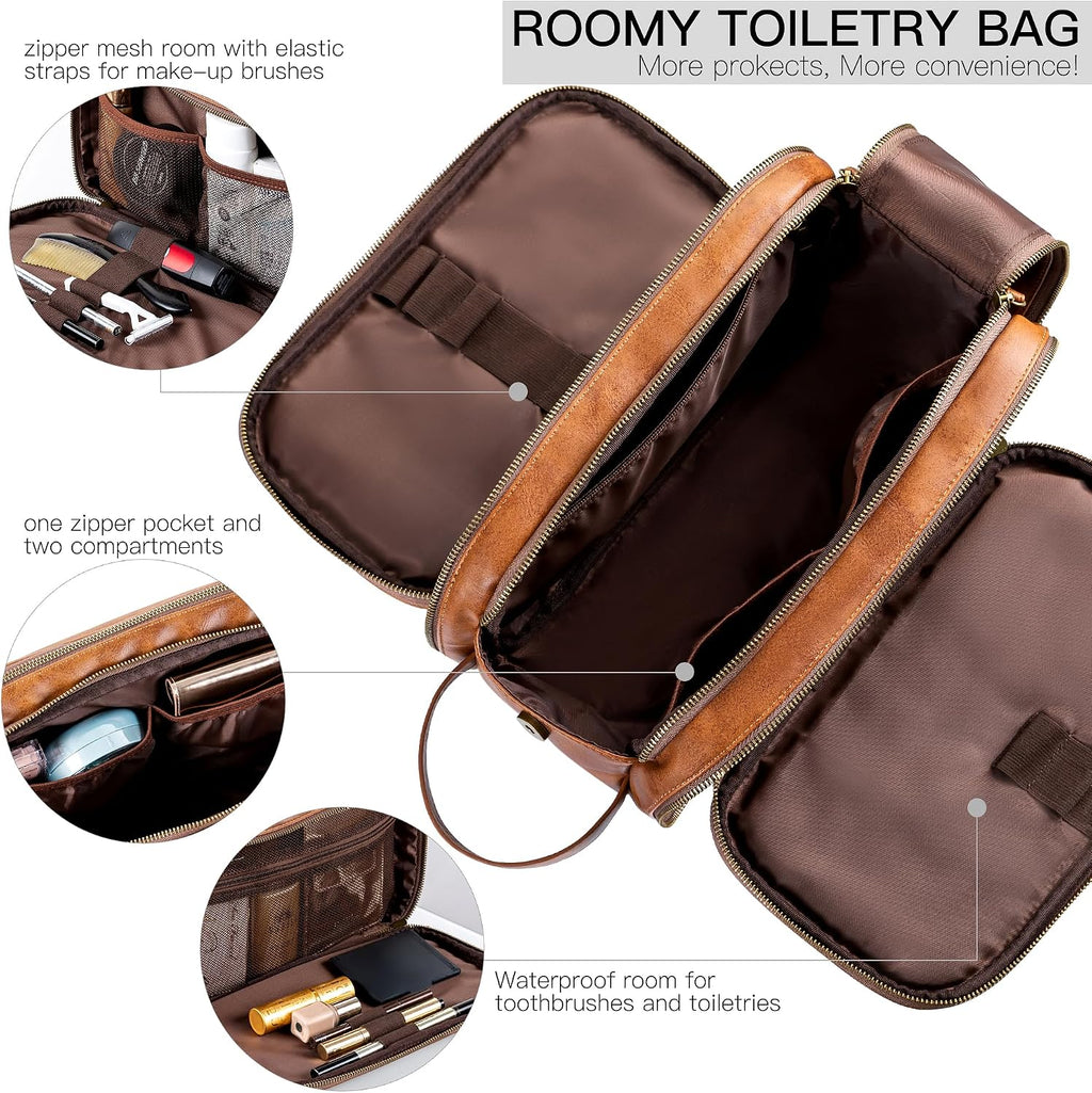 Elviros Neceser para hombre de cuero sintético para afeitado Dopp Kit